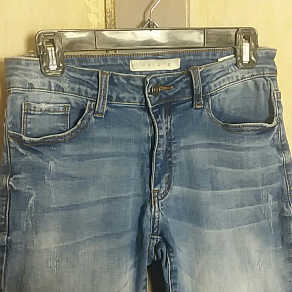 Nature Skinny Jeans Distressed Faded Knee Texture - Picture 3 of 6
